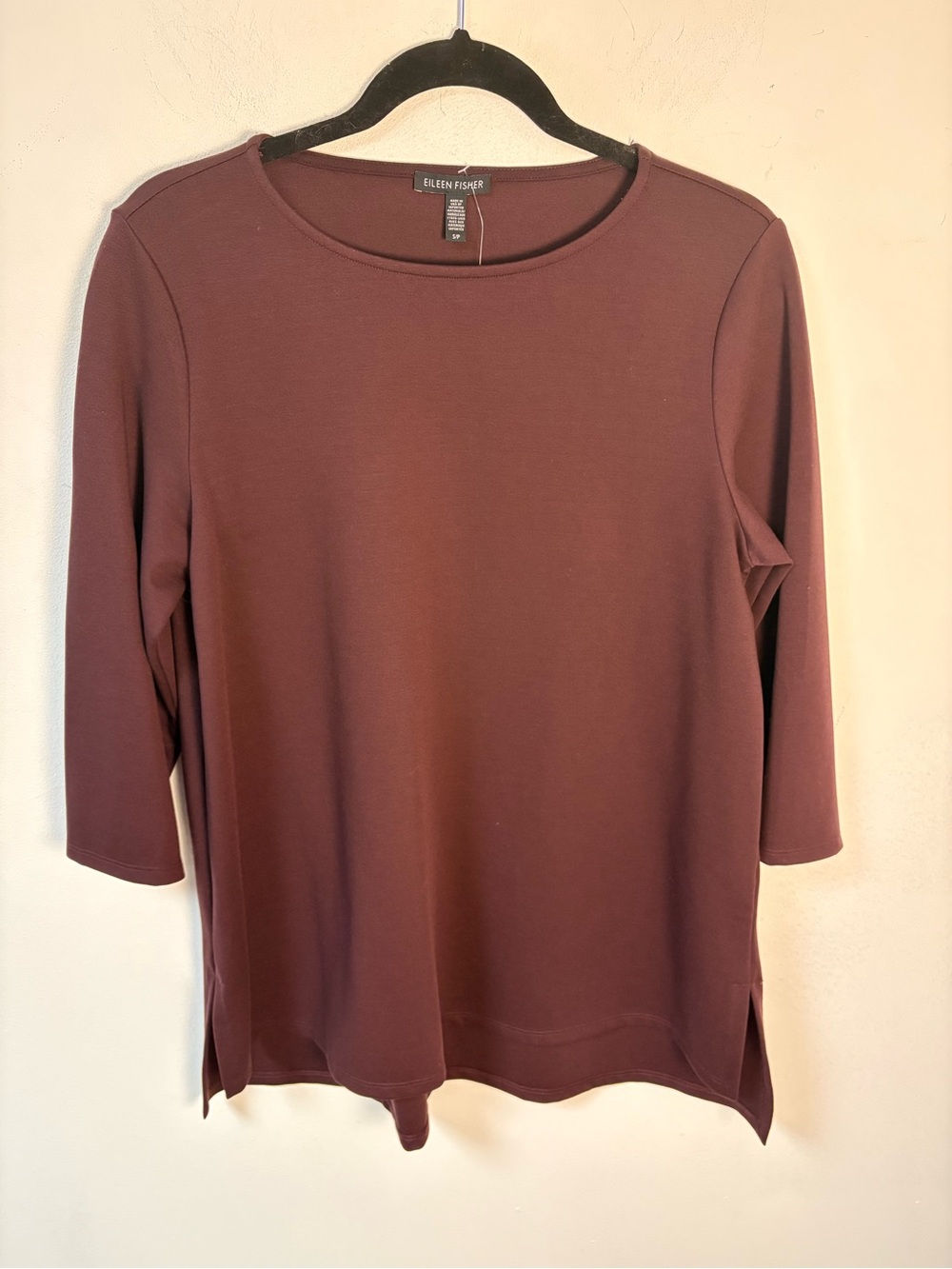Eileen Fisher 3/4 Sleeve Tunic Top in Wine SP